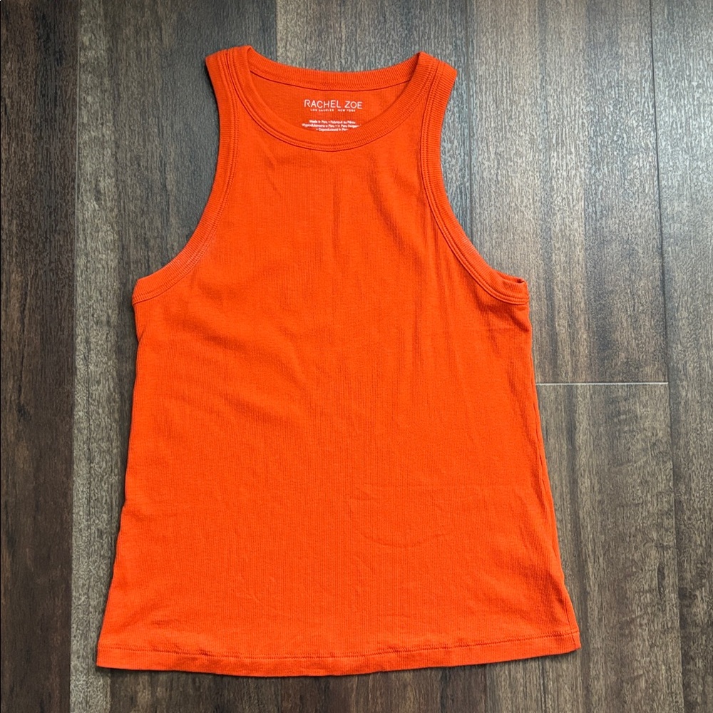 Rachel Zoe Women’s Orange Ribbed Racer Back Tank Top